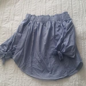 Cold Shoulder Checked Blouse